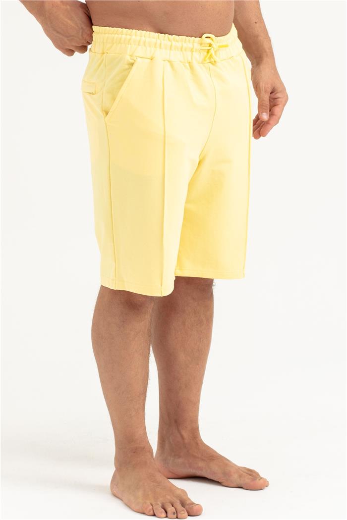 Erkek Sarı 2 İplik Fermuarlı Şort