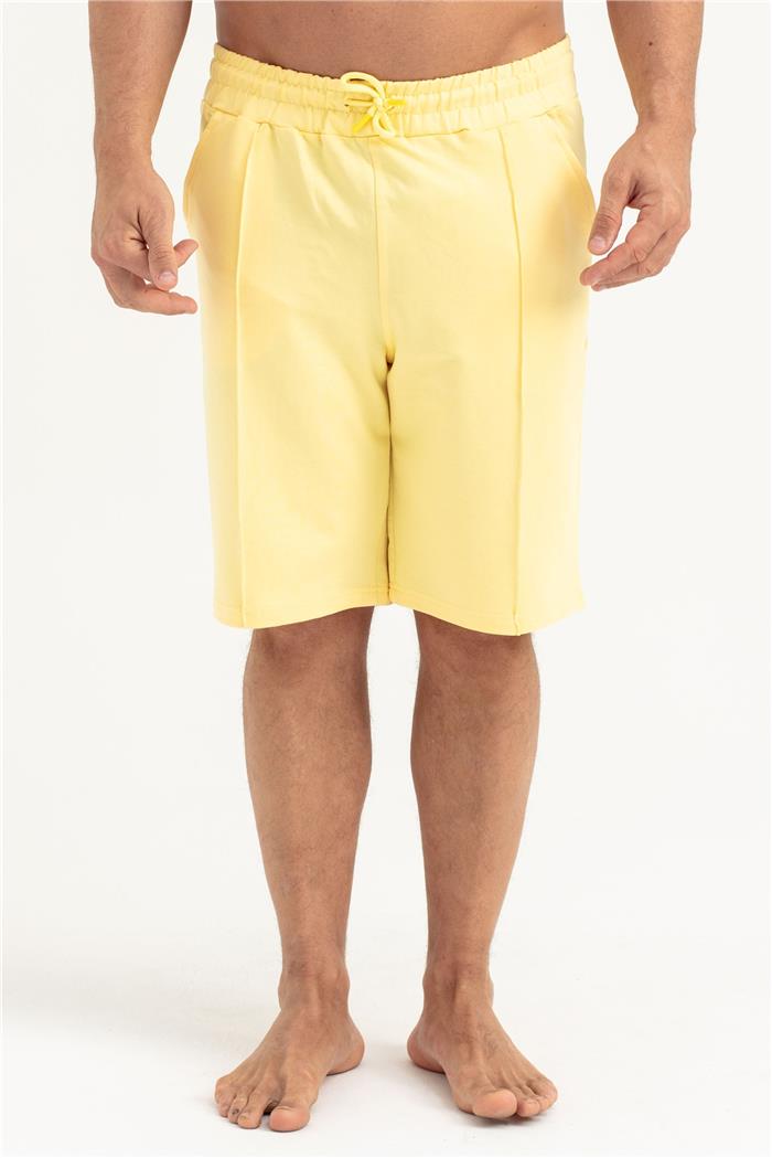 Erkek Sarı 2 İplik Fermuarlı Şort