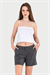 Kadın Antrasit İki İplik Mini Şort