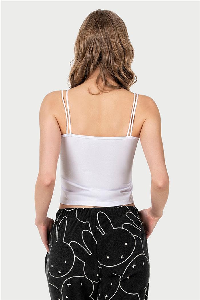 Kadın Beyaz Çift İp Askılı Crop