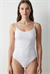 Kadın Beyaz Cotton İp Askılı Çıtçıtlı Body