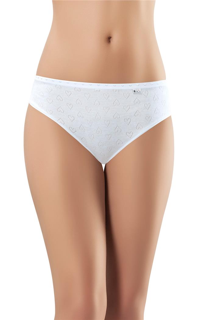 Kadın Beyaz Jakarlı Kalpli Slip
