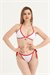 Kadın Beyaz Kırmızı Çerçeveli Kiraz Detaylı Bikini Takım