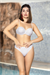 Kadın Beyaz Taşlı Straplez Kaplı Bikini Takımı