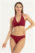 Kadın Bordo Güllü Bikini Takım