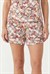 Kadın Ekru Çiçekli Viskon Şort