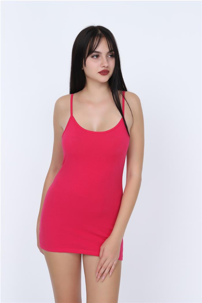 Kadın Fuşya İp Askılı Uzun Atlet