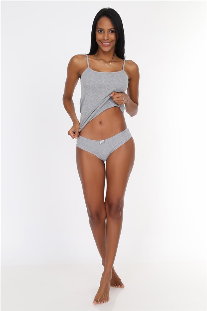 Kadın Gri İp Askılı Karşkorse