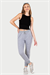 Kadın Gri Melanj İki İplik Slimfit Paça Alt