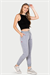 Kadın Gri Melanj İki İplik Slimfit Paça Alt