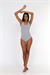 Kadın Gri Spor Çıtçıtlı Body