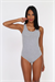 Kadın Gri Spor Çıtçıtlı Body