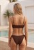 Kadın Kahverengi Dokulu Yan Bağlamalı Bikini Takım