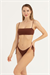 Kadın Kahverengi İki Yandan Bağlamalı Tek Alt Bikini