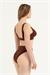 Kadın Kahverengi Kalın Askılı Bikini Takım