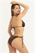 Kadın Kahverengi Önü İnci Detay Bikini Takım