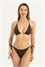 Kadın Kahverengi Önü İnci Detay Bikini Takım