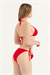 Kadın Kırmızı Güllü Üçgen Bikini Takım