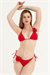 Kadın Kırmızı Güllü Üçgen Bikini Takım