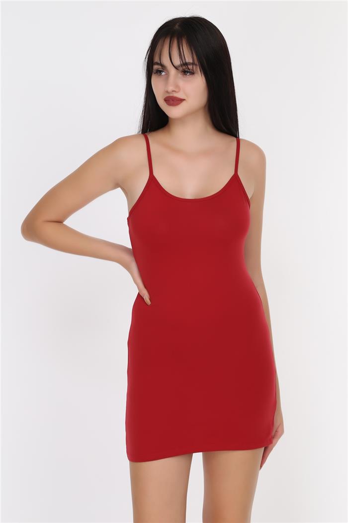 Kadın Kırmızı İnce Askılı Uzun Atlet 