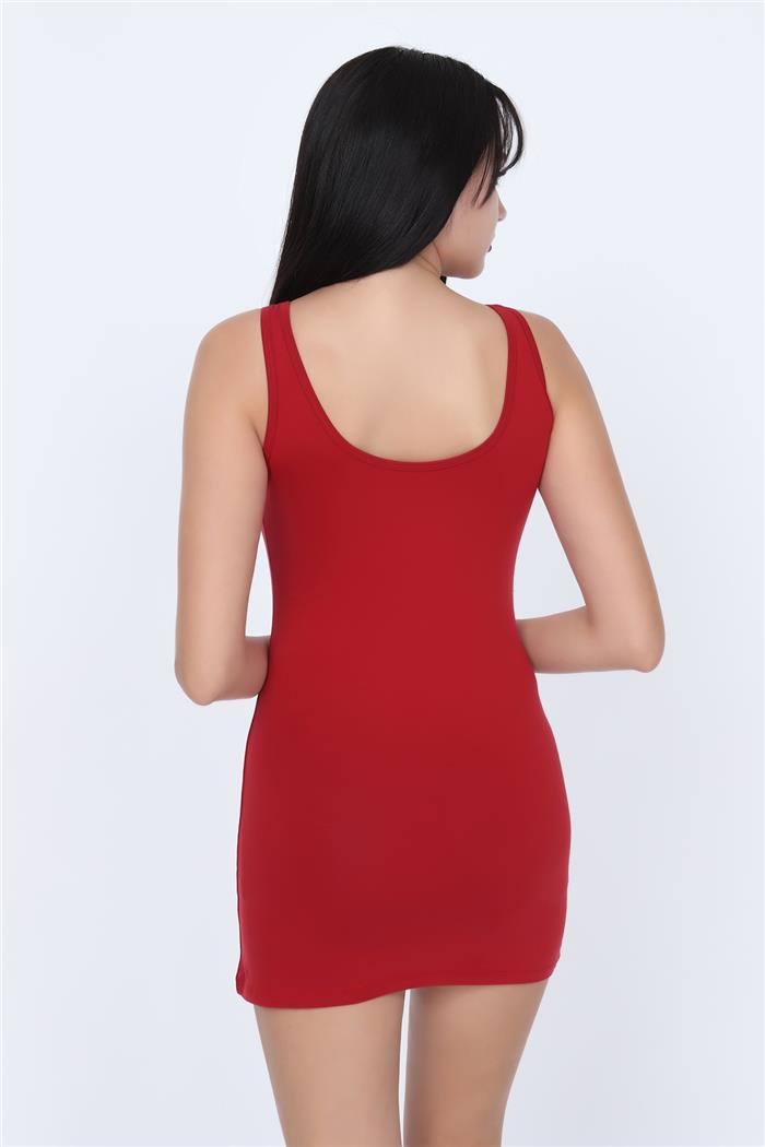 Kadın Kırmızı Kalın Askılı Tunik