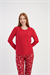 Kadın Kırmızı Marla Uzun Kol Pijama Üstü