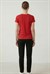 Kadın Kırmızı Sıfır Yaka Tshirt