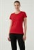 Kadın Kırmızı Sıfır Yaka Tshirt