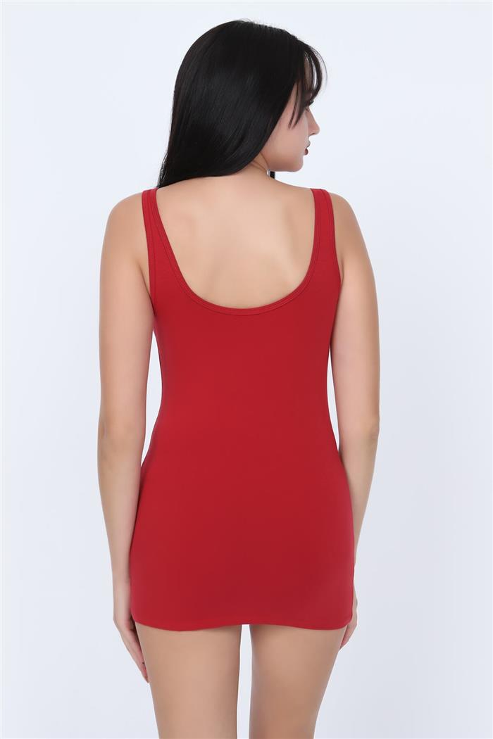 Kadın Kırmızı Sırtı Açık Uzun Atlet