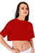 Kadın Kırmızı Yarım Kol Basic Crop