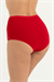 Kadın Kırmızı Yüksek Bel Ön Çizgili Yan Bant Bikini