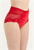 Kadın Kırmızı Yüksek Bel Ön Kadife Yan Bant Üst Tül Bikini