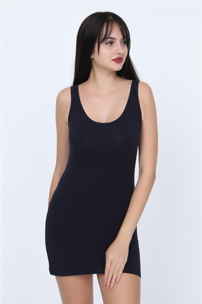 Kadın Lacivert Kalın Askılı Tunik