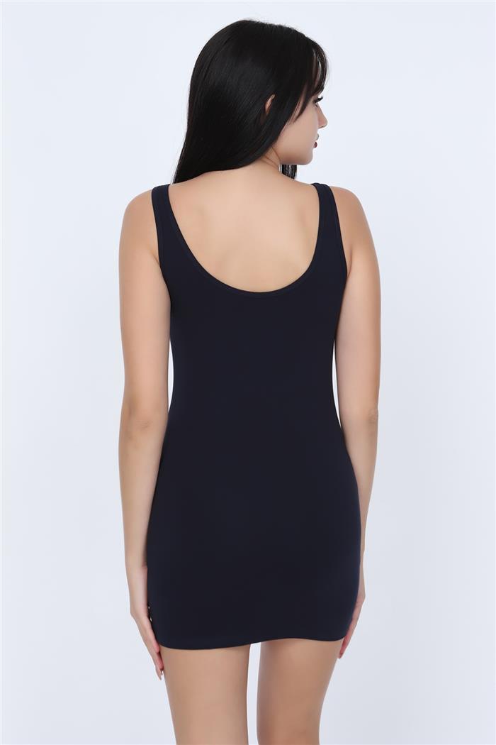 Kadın Lacivert Kalın Askılı Tunik