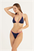 Kadın Lacivert Kırmızı Beyaz Çerçeveli Bikini Takım