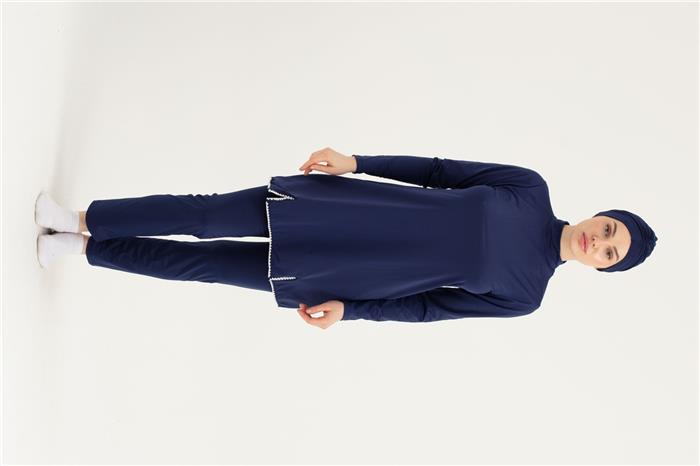 Kadın Lacivert Uzun Kol Tesettür Mayo