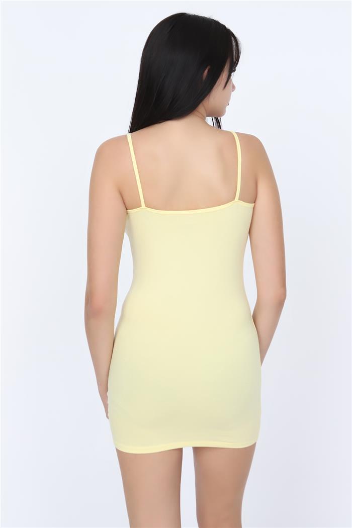 Kadın Limon Sarı İnce Askılı Uzun Atlet 