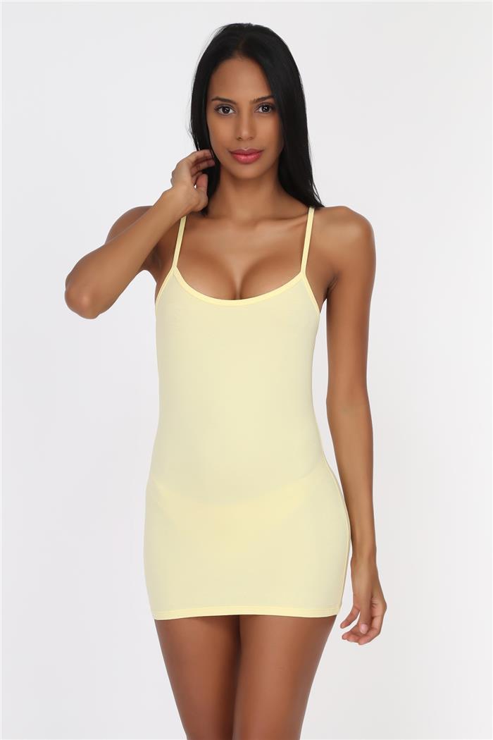 Kadın Limon Sarı İp Askılı Uzun Atlet