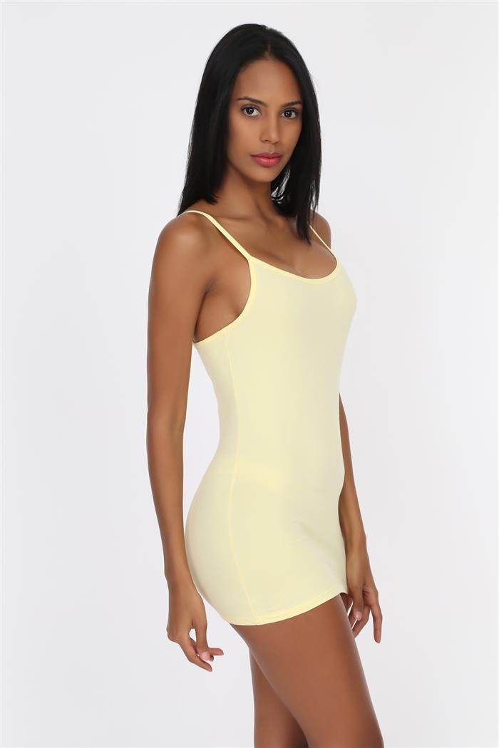 Kadın Limon Sarı İp Askılı Uzun Atlet