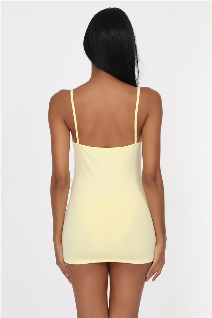 Kadın Limon Sarı İp Askılı Uzun Atlet