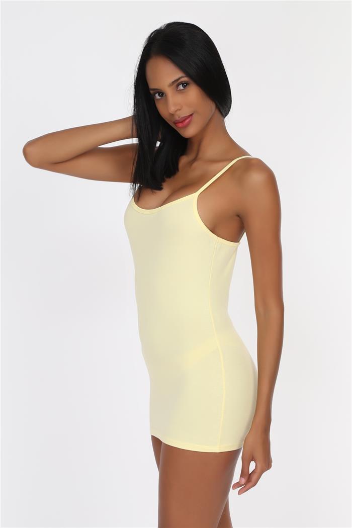 Kadın Limon Sarı İp Askılı Uzun Atlet