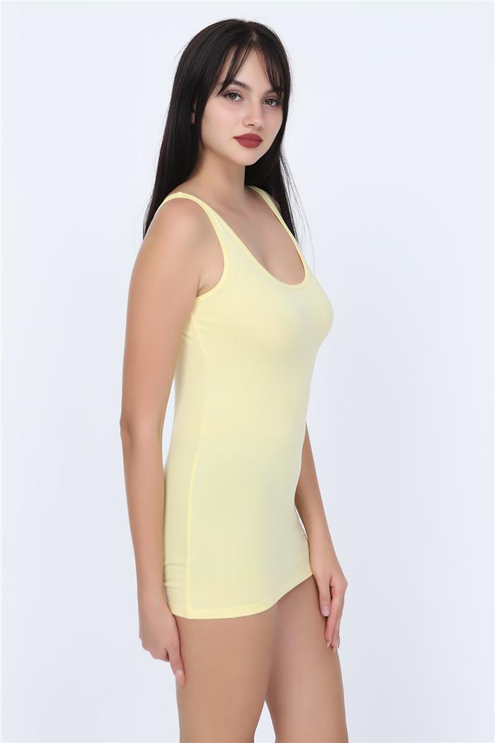 Kadın Limon Sarı Sırtı Açık Uzun Atlet