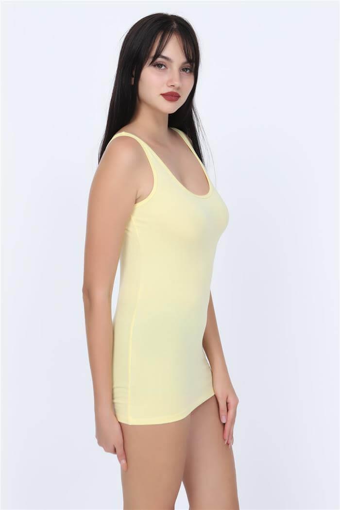 Kadın Limon Sarı Sırtı Açık Uzun Atlet