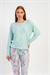 Kadın Mavi Beli Lastikli Pijama Üstü