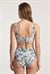 Kadın Mavi Çiçek Desenli Yüksek Bel Bikini Takım