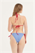 Kadın Mavi Ekose Bikini Takım