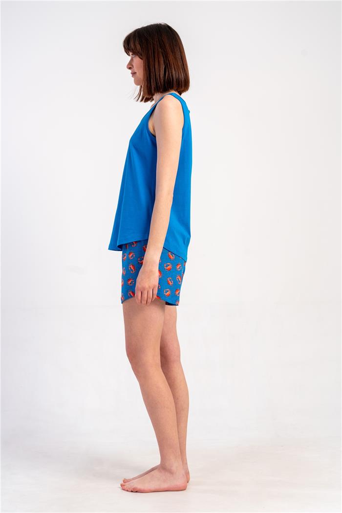 Kadın Mavi Kalın Askılı Üst