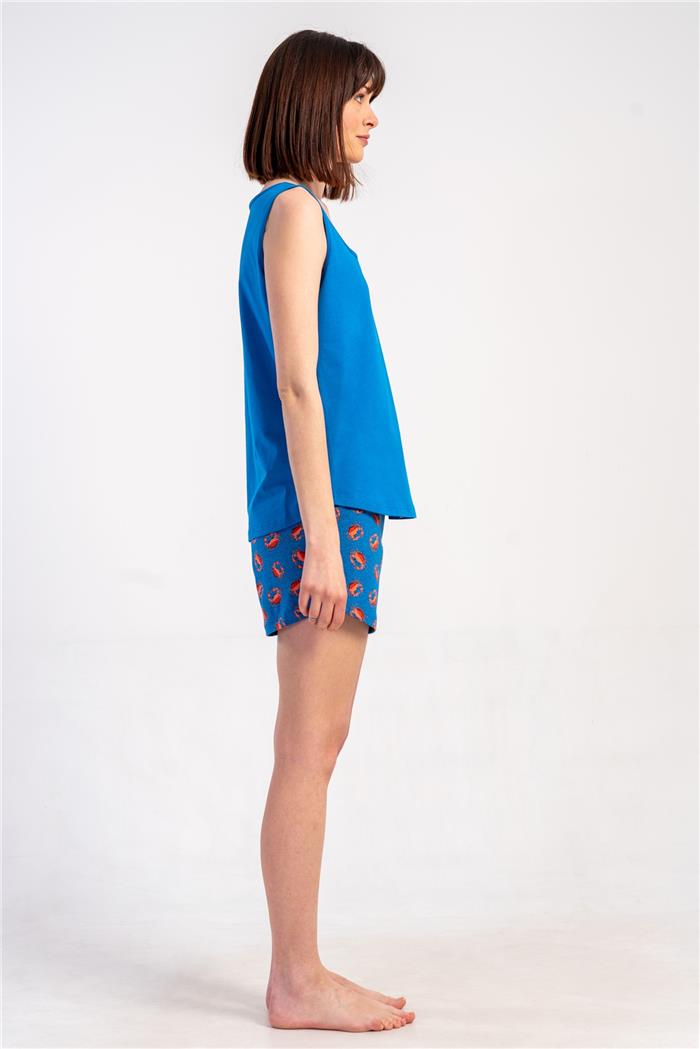 Kadın Mavi Kalın Askılı Üst