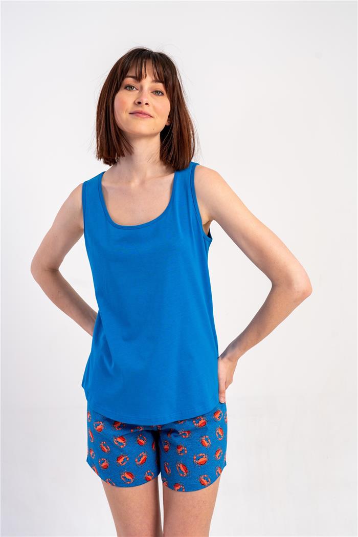 Kadın Mavi Kalın Askılı Üst