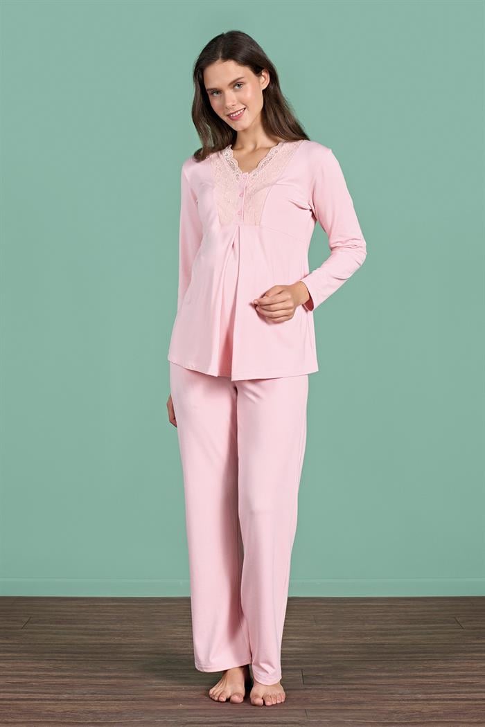 Kadın Pembe Lohusa Pijama 